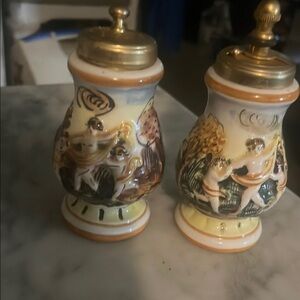 Capodimonte vintage Pepper Shaker n salt shaker stamped on bottom made in Italy